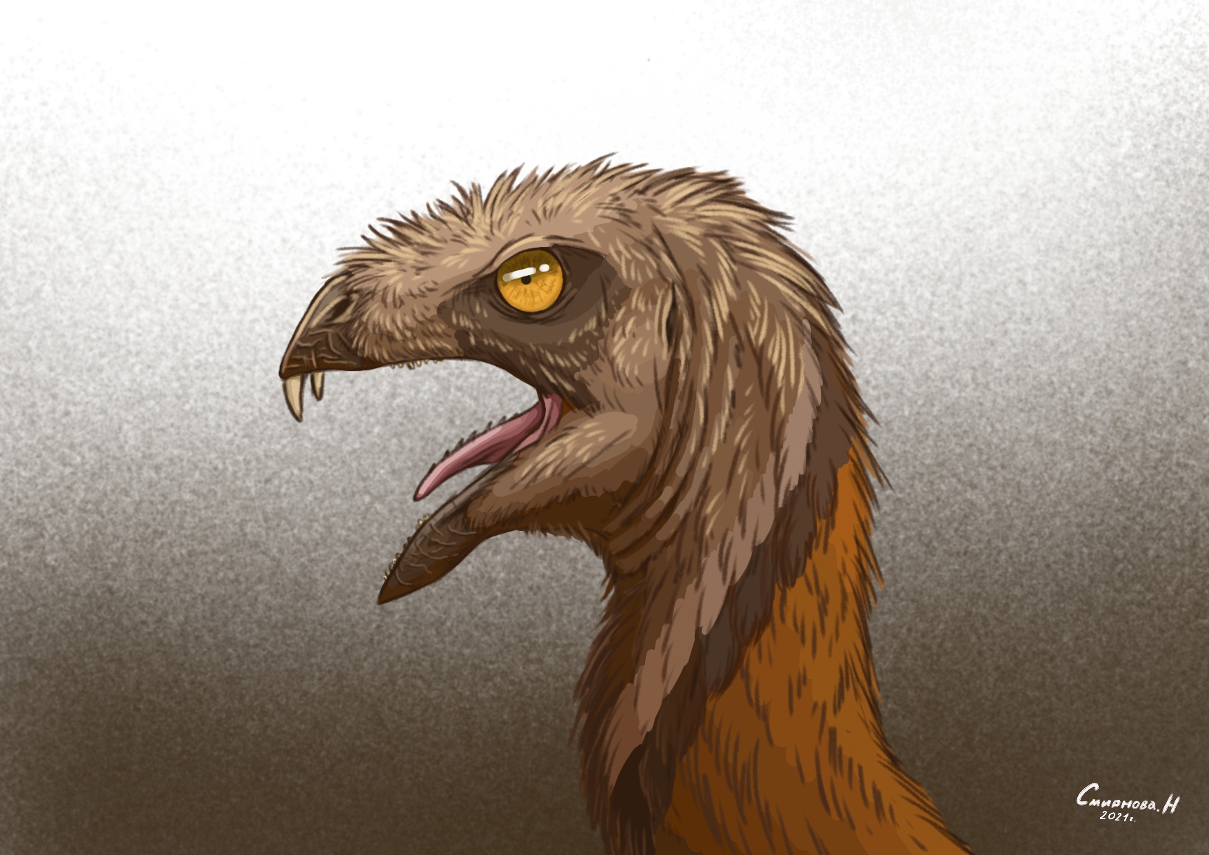 Представитель овираптозаврид (Incisivosaurus gauthieri). Художница, Наталья Смирнова