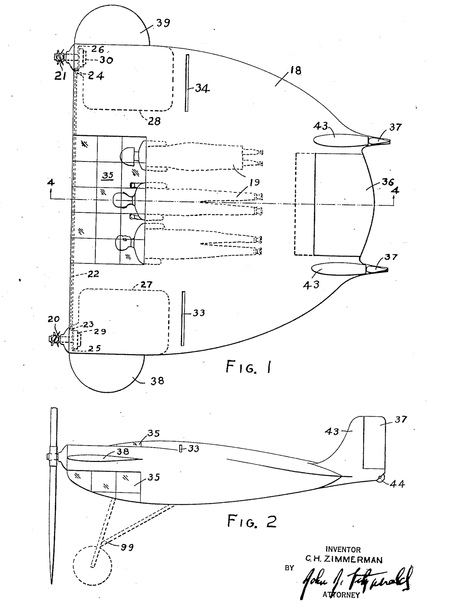 Общий вид самолёта Циммермана из патентной заявки