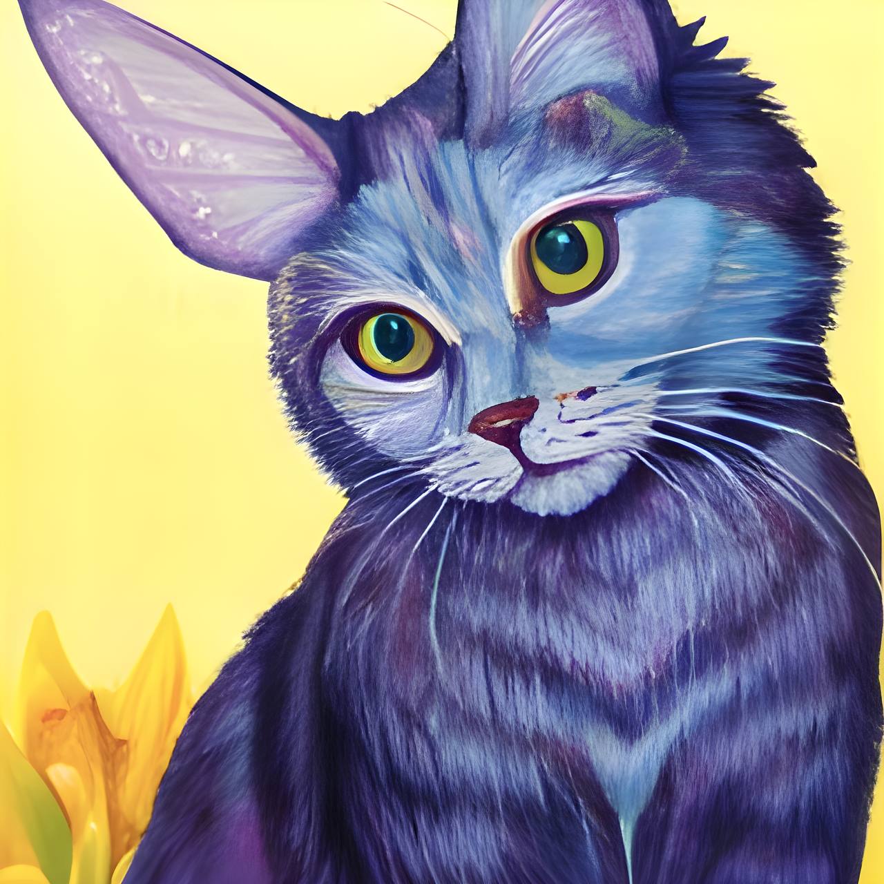 Запрос: «Синий генеративный котёнок с ушками феи» 