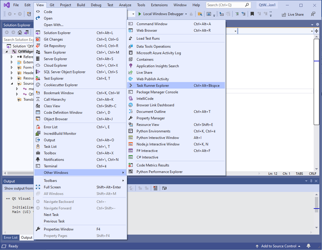 Рисунок 1. Окно Visual Studio.