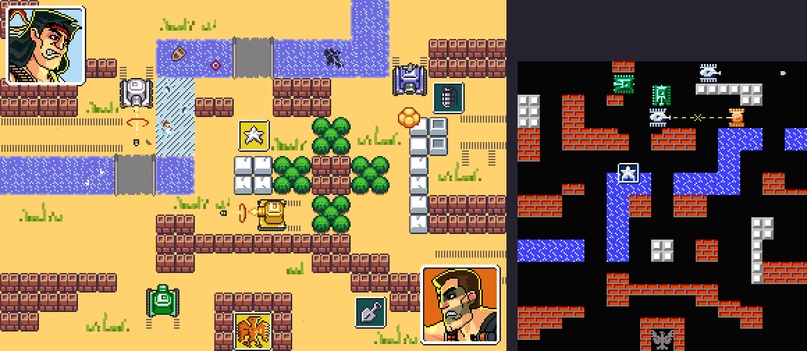 Сравнение арта настольной игры и оригинальной BATTLE CITY для NES