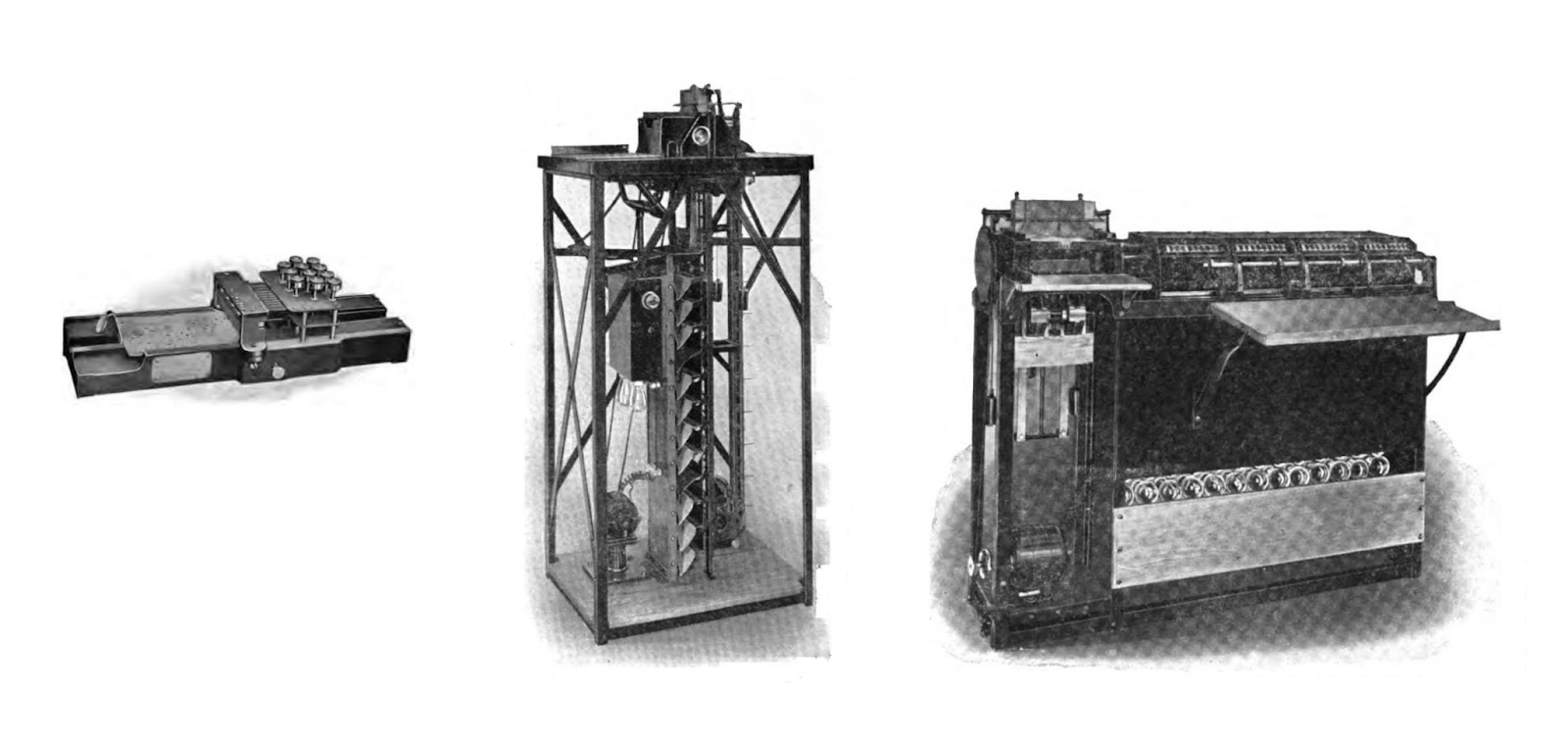 Машины Computing-Tabulating-Recording Company (фото из книг Book-keeping by machinery, 1906 год, и Graphic methods for presenting facts, 1914 год)
