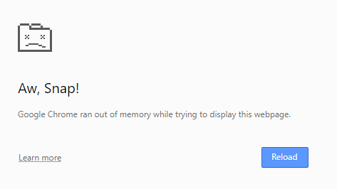 Out of memory в Google Chrome