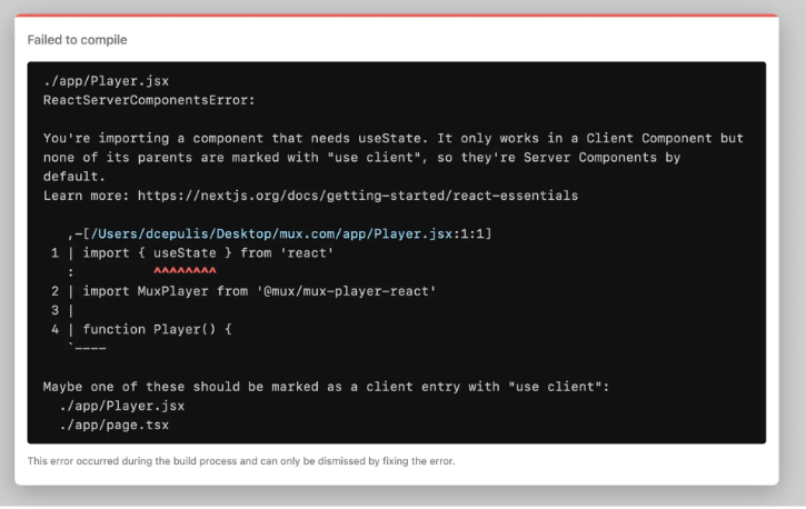 Компонент Player зависит от пользовательских действий, поэтому ему требуется директива “use client”.