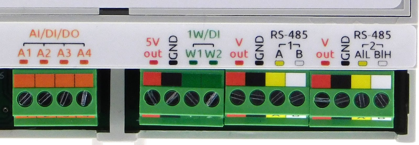 Клеммы RS-485 и выходы Vout в контроллерах Wiren Board