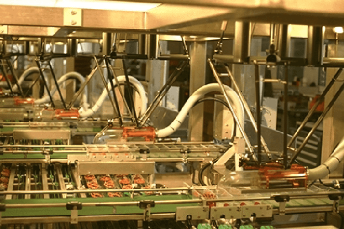 Робот Delta в рабочих камерах Demaurex для упаковки выпечки