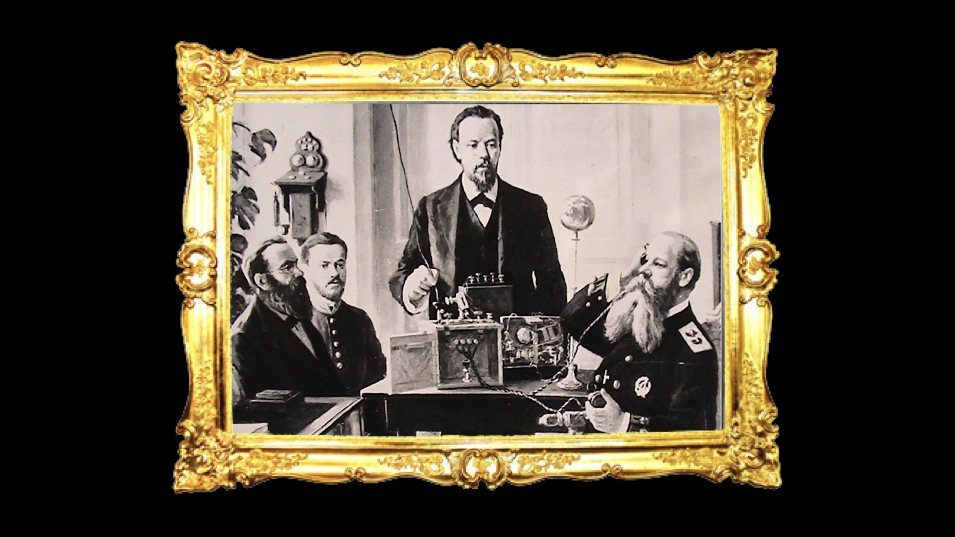 Изобретатель радио А.С. Попов отправляет первую радиограмму (Санкт-Петербург, 1896 год)