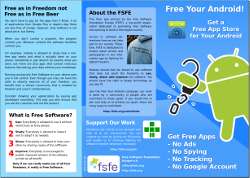 Буклет «Освободи свой Android» с рекламой бесплатного магазина свободного ПО для мобильной ОС от Google под названием F-Droid