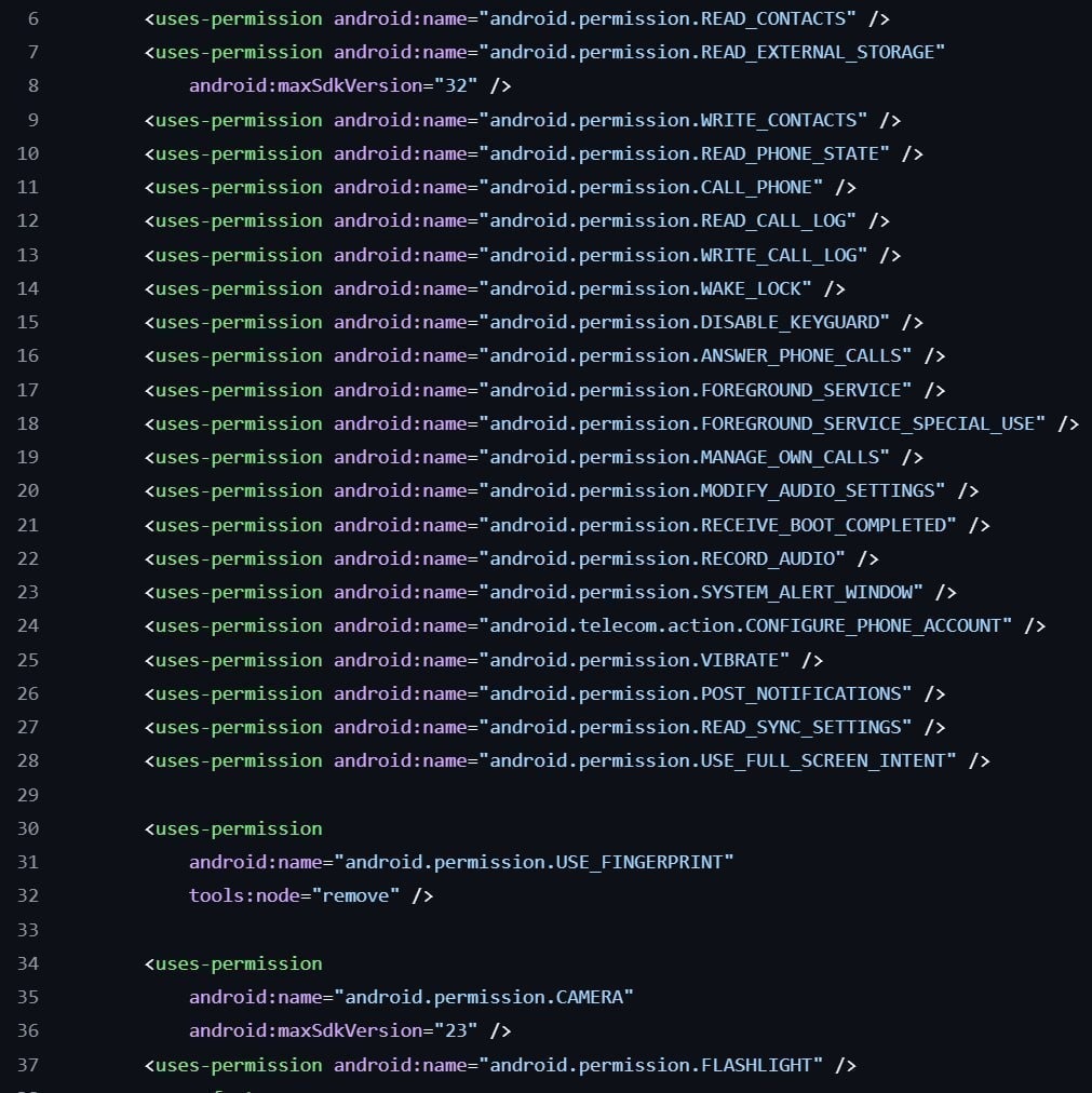 Фрагмент AndroidManifest приложения Goodwy
