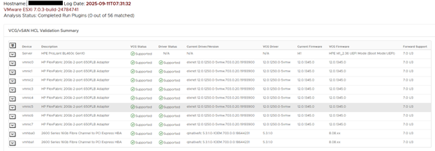Отчет Skyline Health Diagnostic по ESXi-хосту