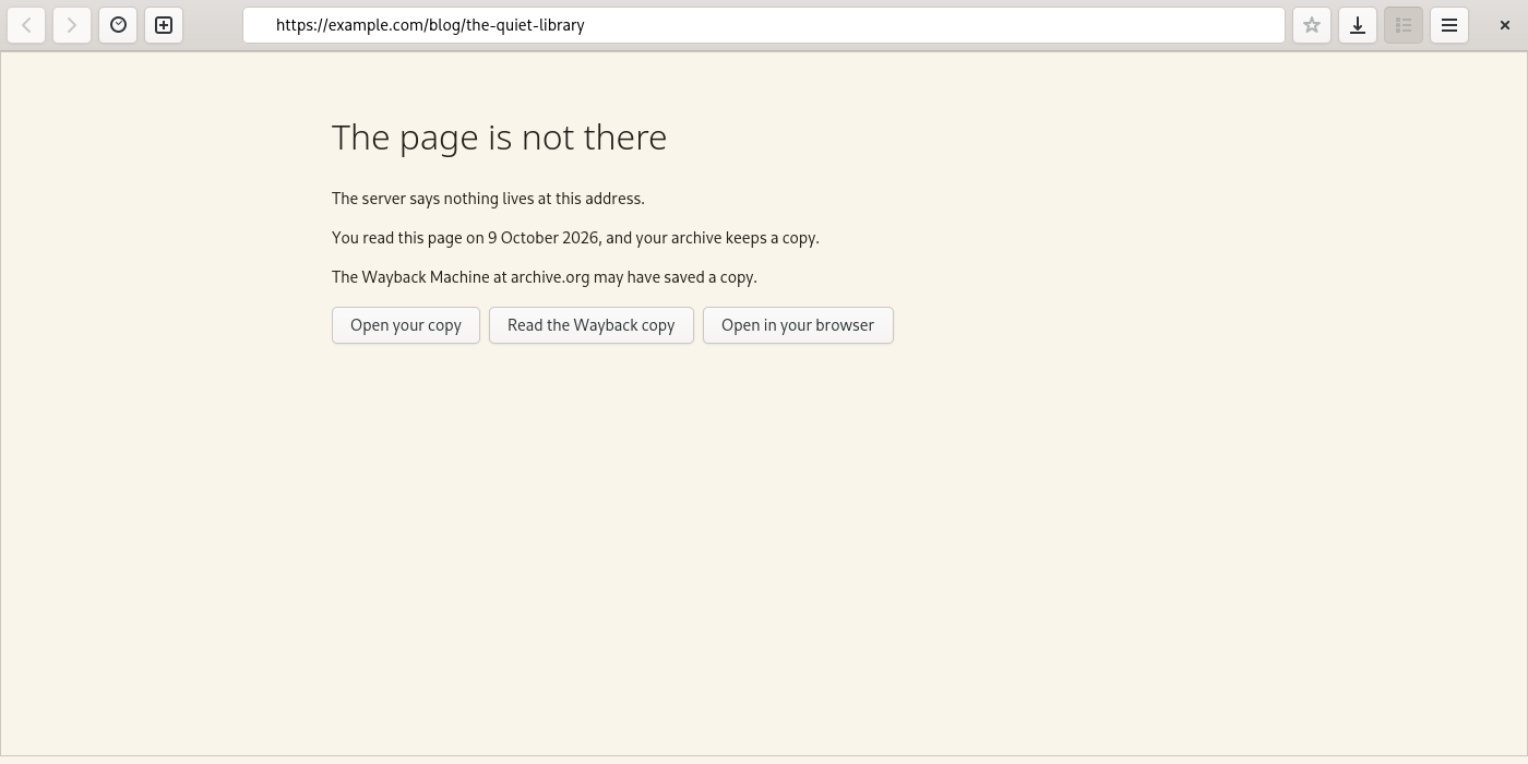 Страницы больше нет: своя копия, Wayback Machine или обычный браузер Страницы больше нет: своя копия, Wayback Machine или обычный браузер