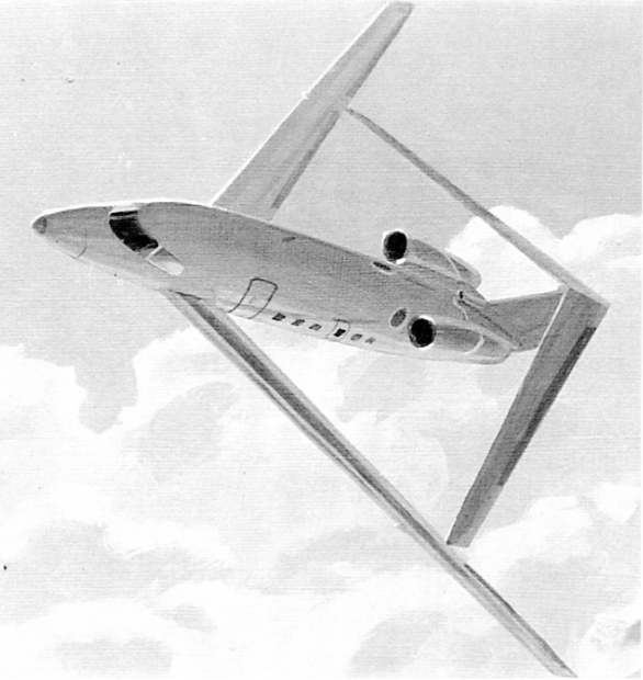 В 1984 г. АСА разработала концепт бизнес-джета с соединённым крылом В 1984 г. АСА разработала концепт бизнес-джета с соединённым крылом