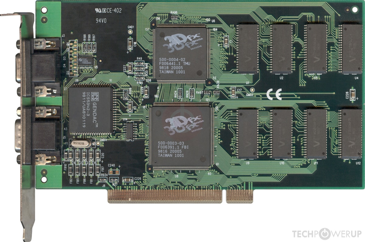 3dfx Voodoo 1 с одним TMU. Фото с TechPowerUp 3dfx Voodoo 1 с одним TMU. Фото с TechPowerUp