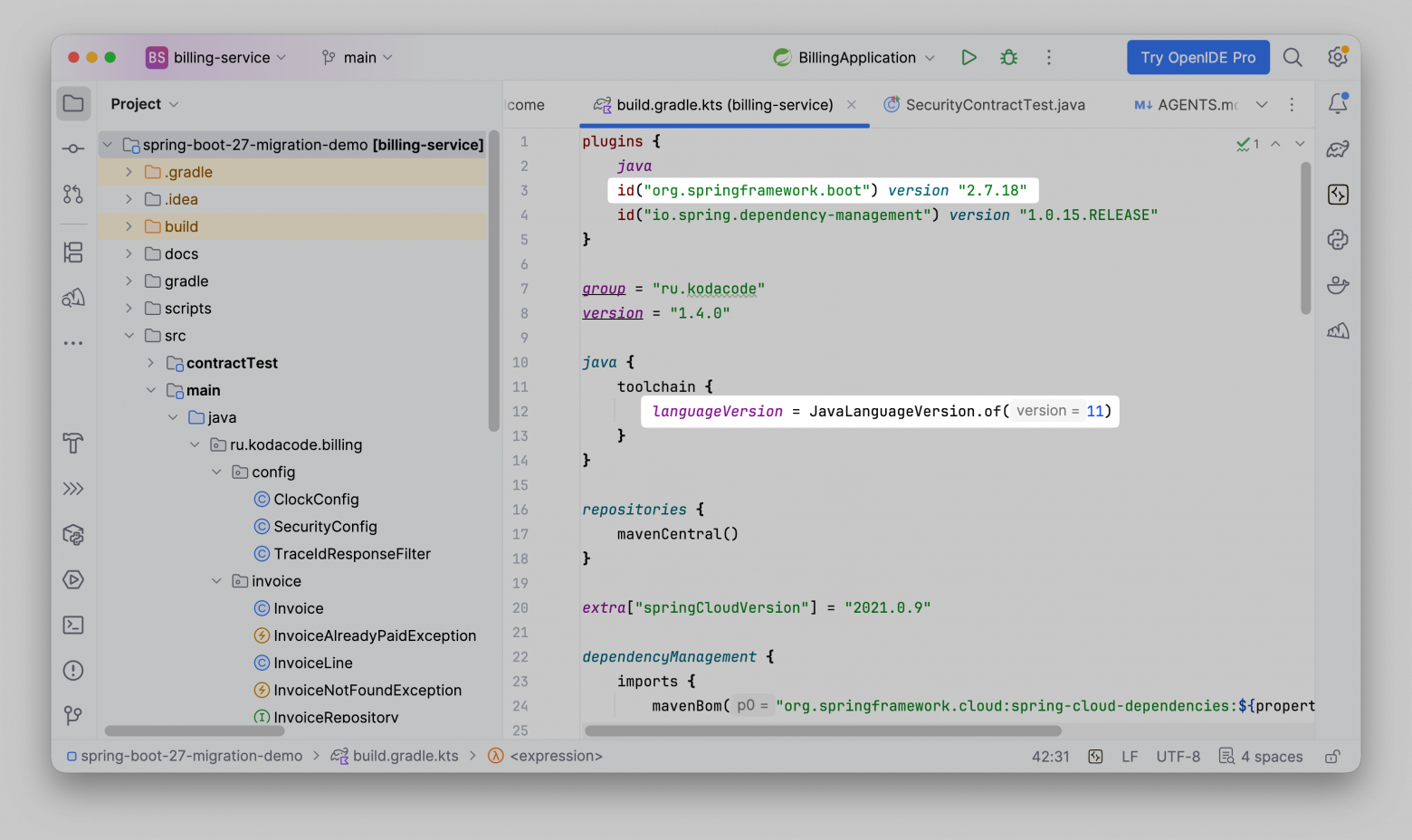 build.gradle.kts: Spring Boot 2.7.18 и Java 11