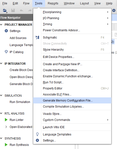 Tools → Generate Memory Configuration File Tools → Generate Memory Configuration File