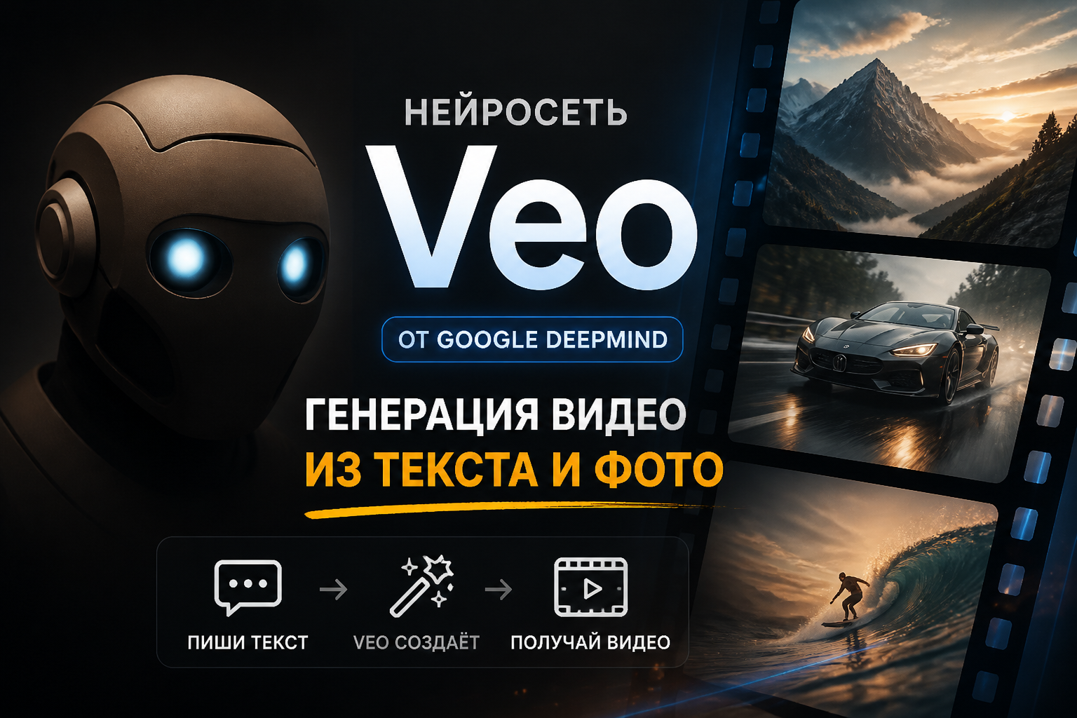 Нейросеть Veo (Вео) для генерации видео: как создавать реалистичные видеоролики ИИ из текста и фото с Veo