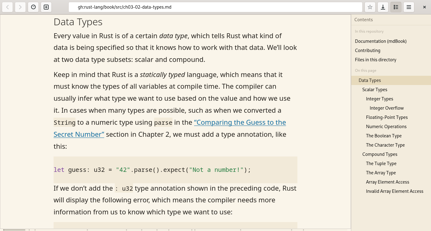 gh:rust-lang/book/src/ch03-02-data-types.md — глава Rust Book прямо из репозитория gh:rust-lang/book/src/ch03-02-data-types.md — глава Rust Book прямо из репозитория