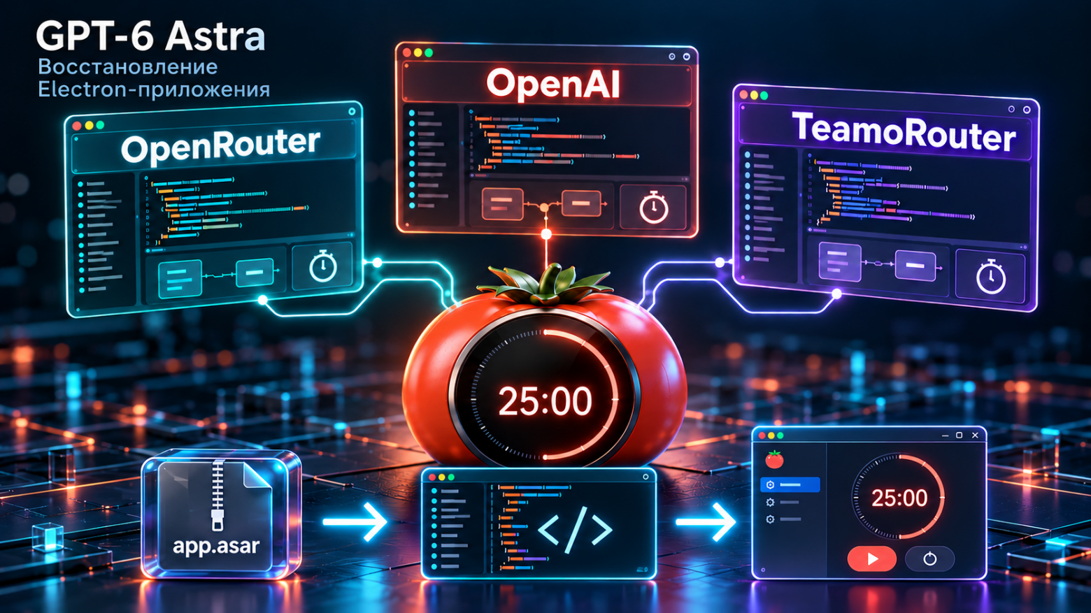 Восстановление Electron-приложения через OpenAI, OpenRouter и TeamoRouter