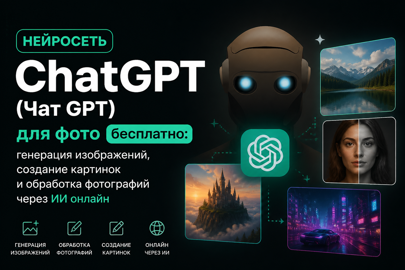Нейросеть ChatGPT (Чат GPT) для фото бесплатно: генерация изображений, создание картинок и обработка фотографий