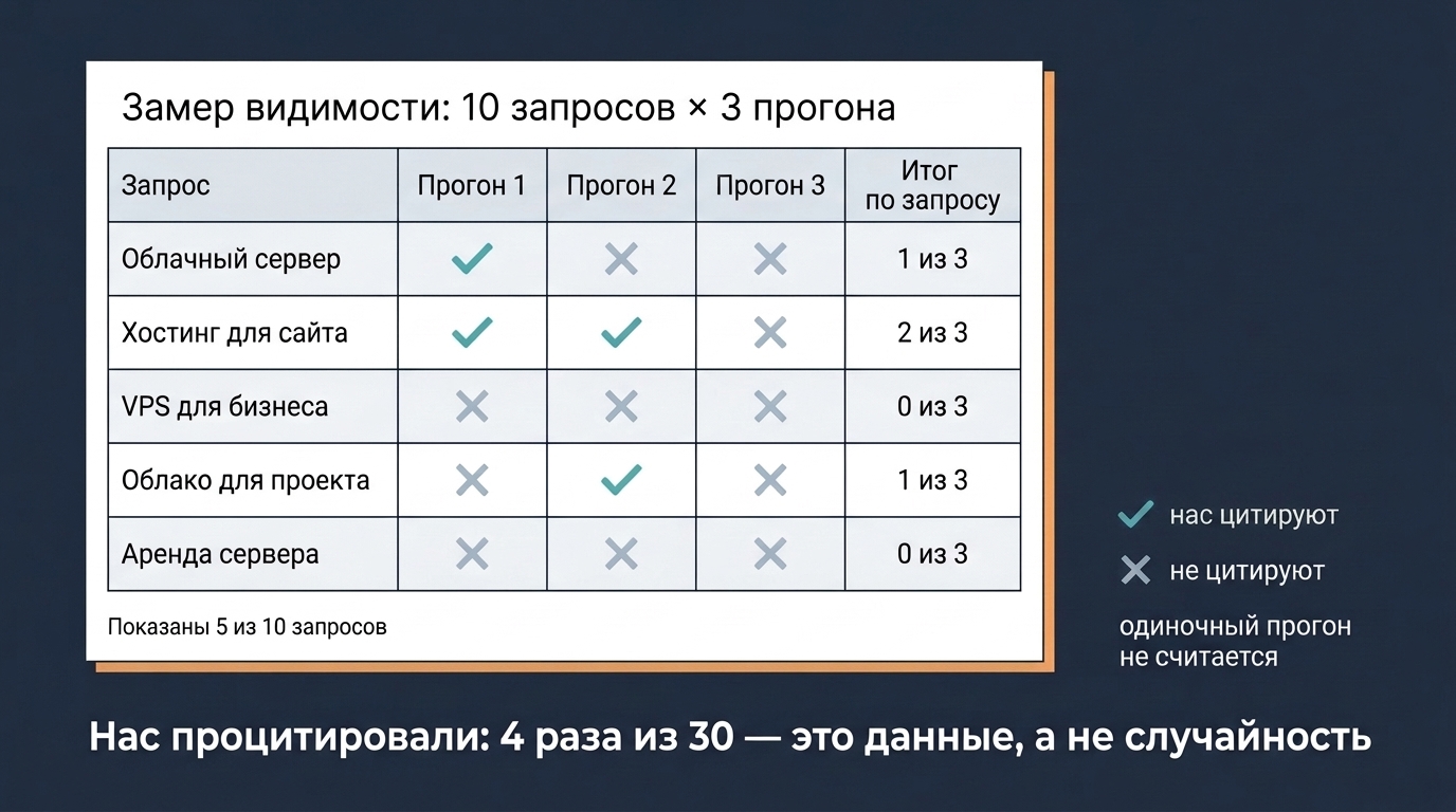 Таблица замеров: три прогона — и только потом выводы Таблица замеров: три прогона — и только потом выводы