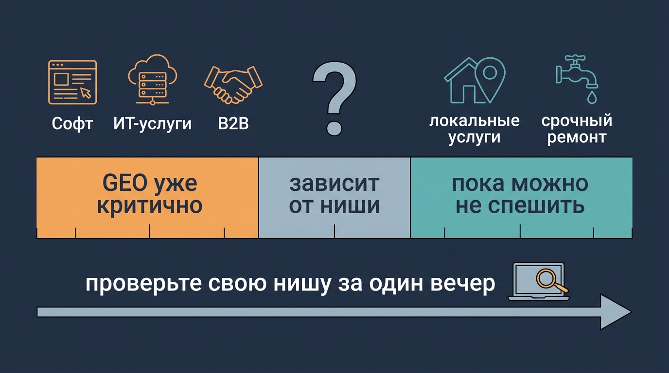 GEO нужен по-разному: проверьте свою нишу, а не рынок в среднем GEO нужен по-разному: проверьте свою нишу, а не рынок в среднем