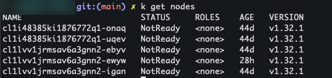 kubectl get nodes в yandex managed k8s