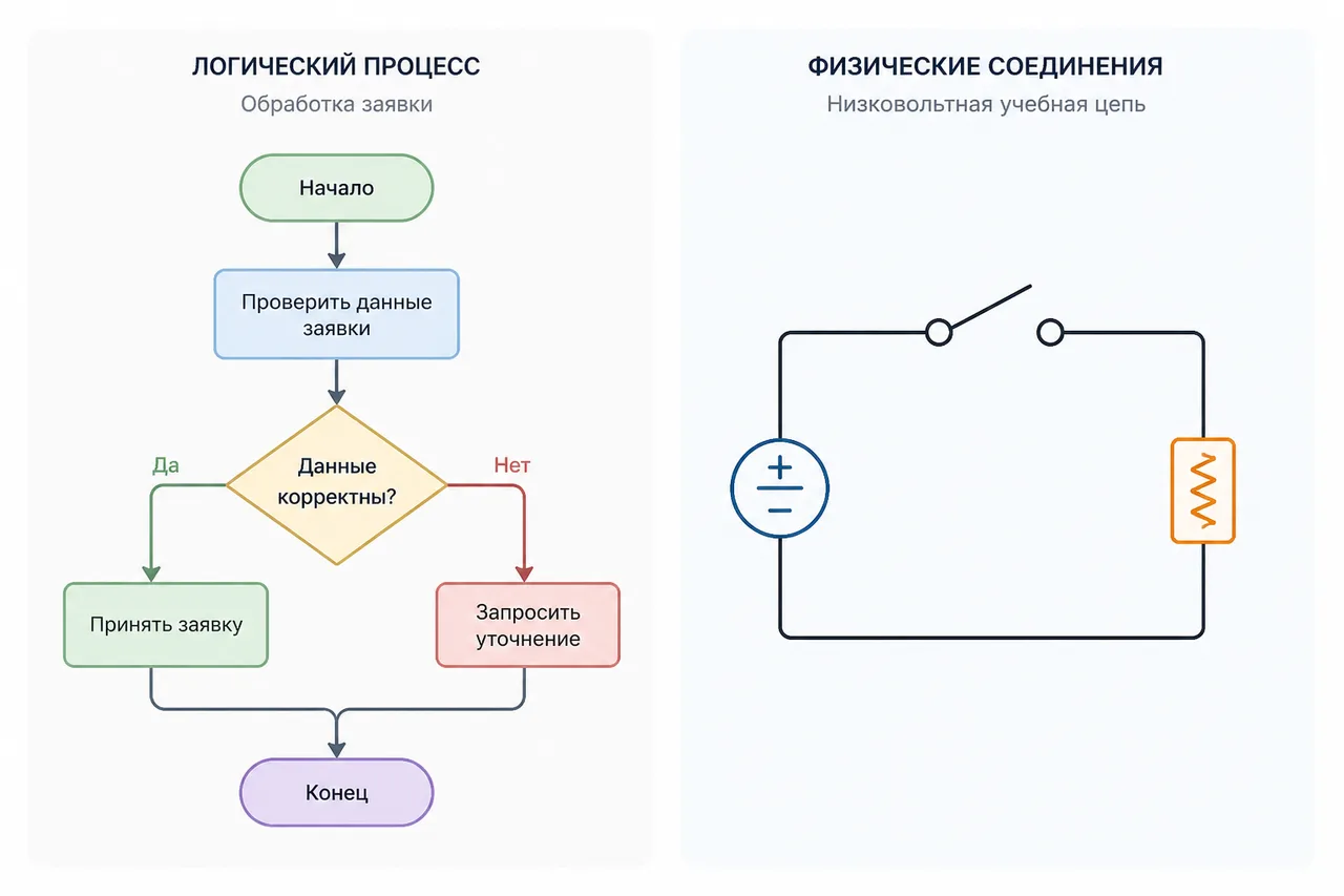 В схеме важнее правильные связи и условия, чем декоративное оформление.