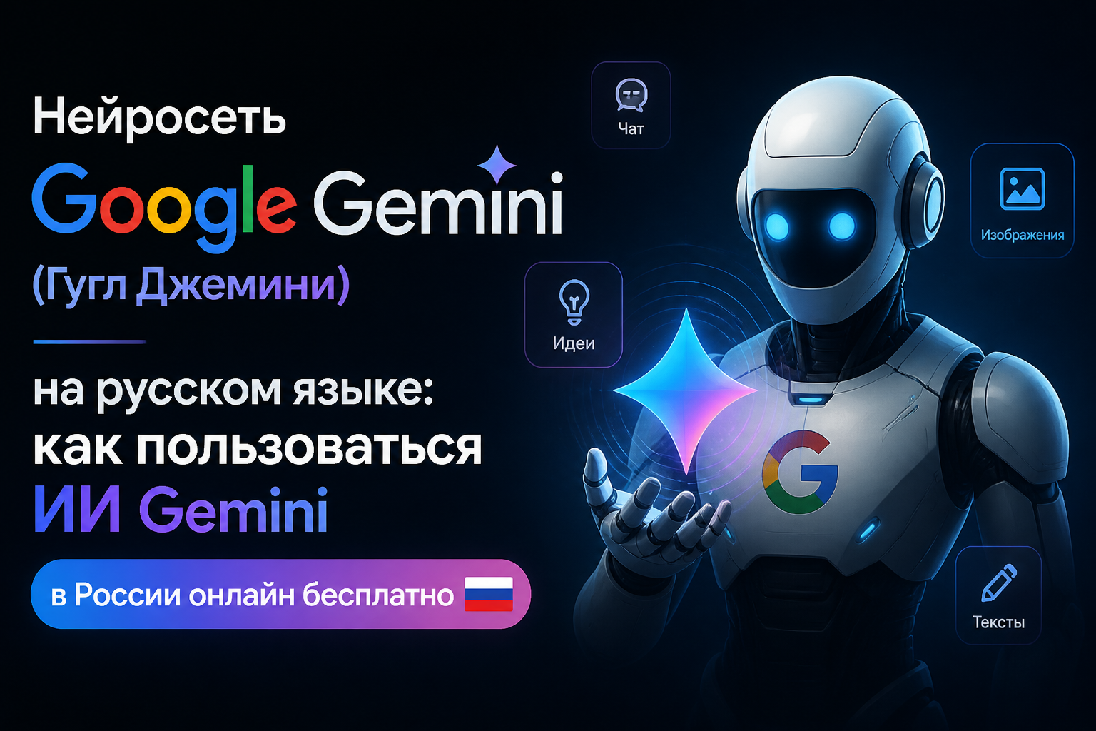 Нейросеть Google Gemini (Гугл Джемини) на русском языке: как пользоваться ИИ Gemini в России онлайн бесплатно