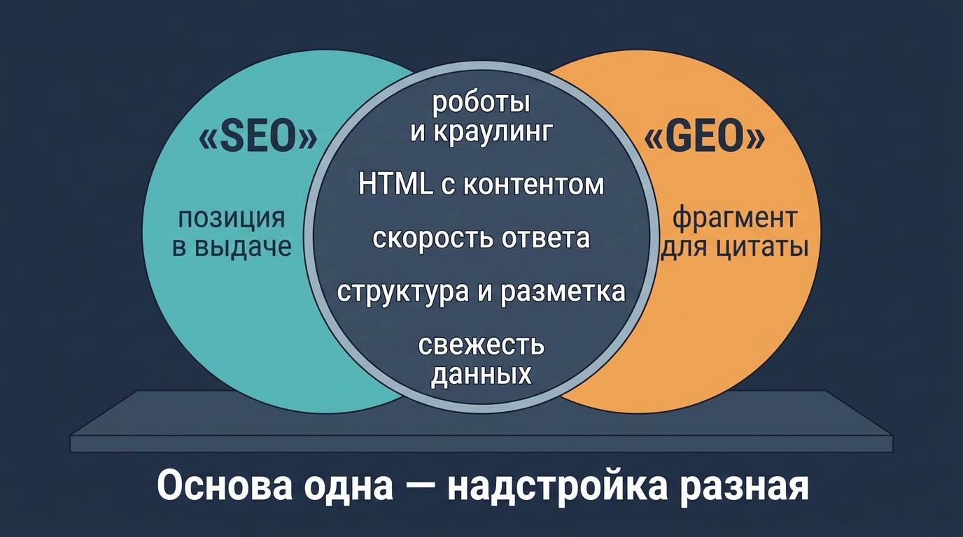 SEO и GEO: основа одна, надстройка разная SEO и GEO: основа одна, надстройка разная