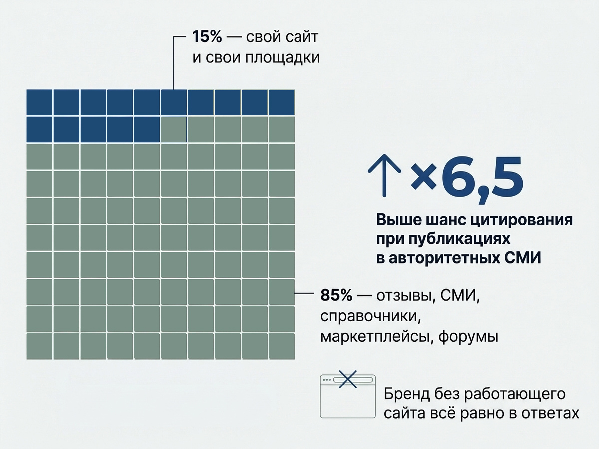 Меньше пятой части упоминаний бренд получает со своих площадок Меньше пятой части упоминаний бренд получает со своих площадок