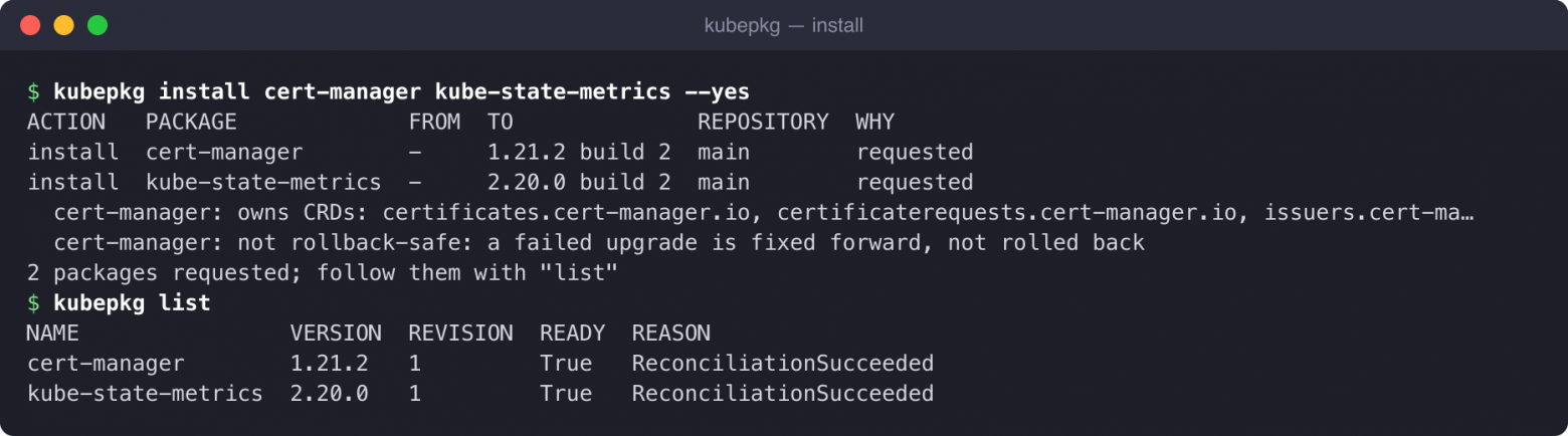 kubepkg install