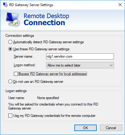 RDP connection