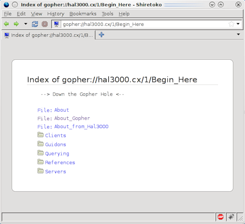 Вид Gopher страницы в браузере Firefox