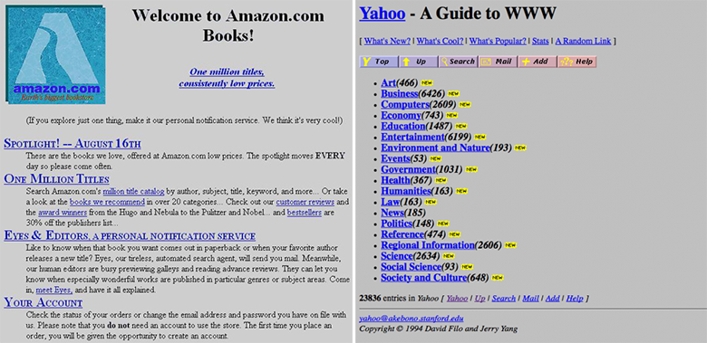 Yahoo! и Amazon, 1995