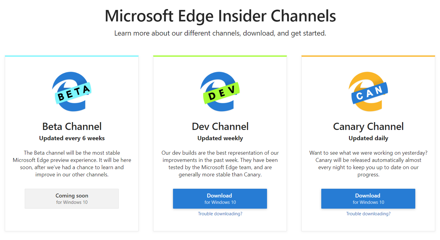 Скриншот с сайта Microsoft Edge Insider