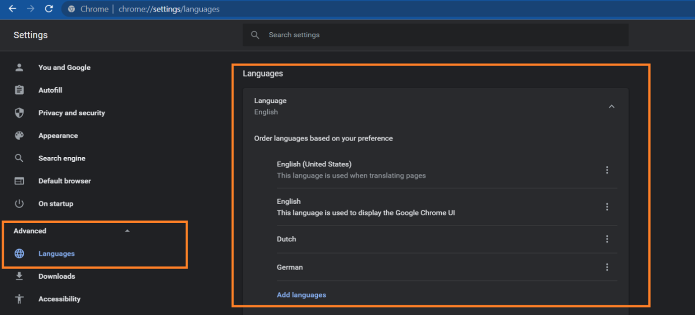 Добавление языков в браузер Chrome
