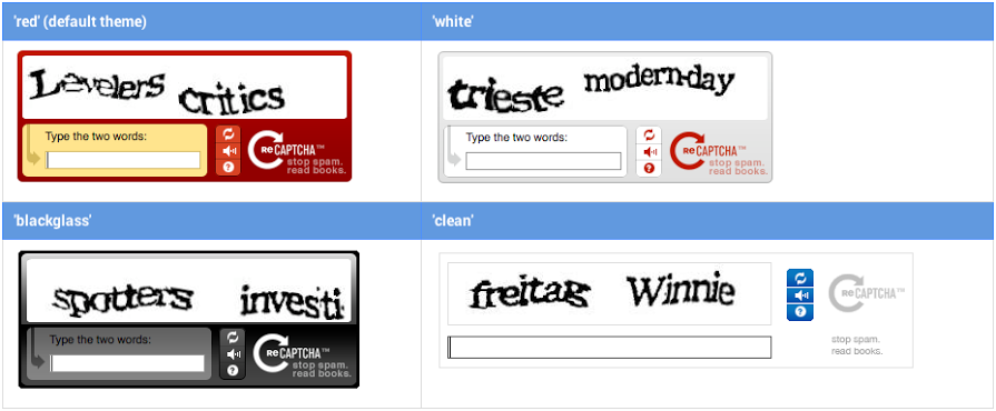 Примеры ReCAPTCHA первого поколения. Источник 