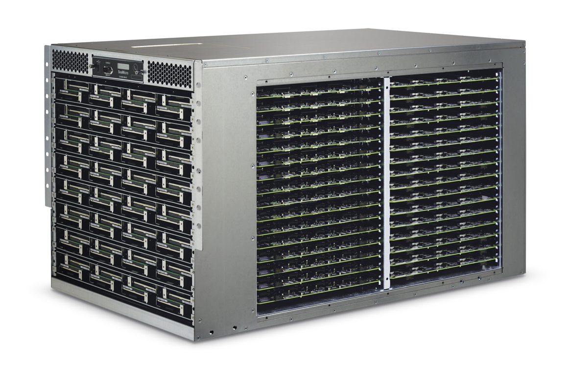 Шасси SeaMicro SM10000 поддерживает до 64 таких карт, что позволяет разместить 512 процессоров Intel Atom в корпусе 10U. 