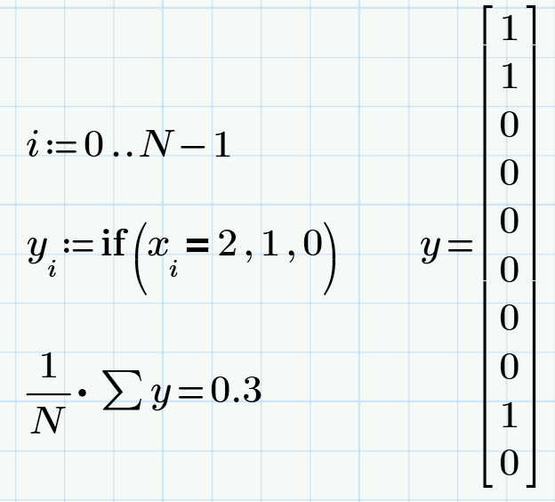 Пример расчета количества исходов х=1+1 