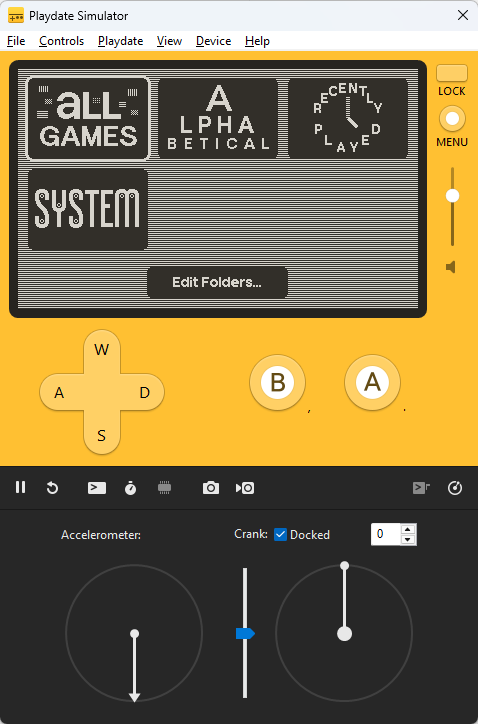 Эмулятор Playdate, запущенный на ПК Эмулятор Playdate, запущенный на ПК