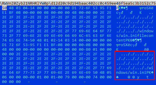 Перезапись файла :\Windows\win.ini уязвимостью ZipSlip, SHA256: d12d20c9d194baac402cc0c459ee46f5ea5c3b3152c75fd7ab2bfd3acdd881a8