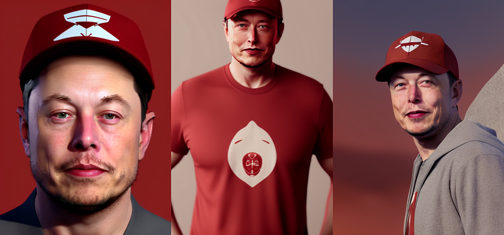 photo of elon musk in red hat