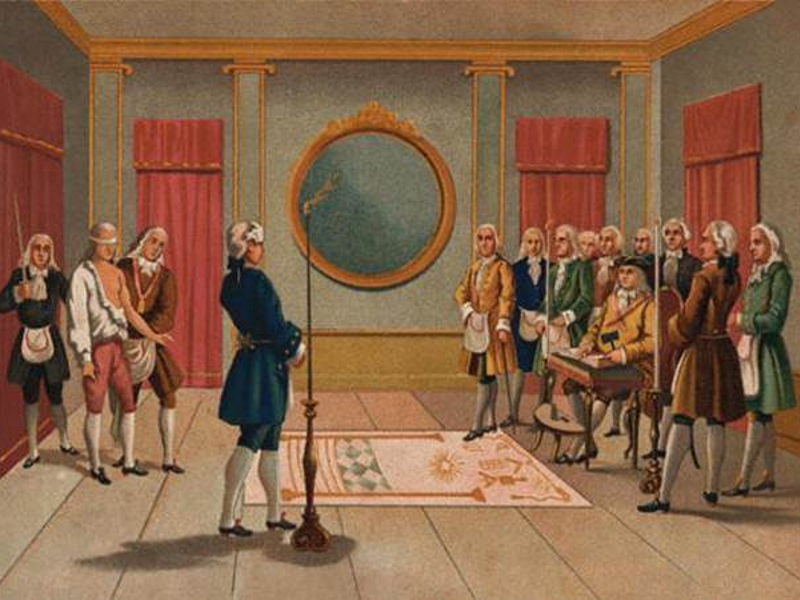 Масонская церемония посвящения в XVIII веке: многие из образованной части русского общества тех времён состояли в различных масонских ложах, это считалось «актуальным и модным трендом» Масонская церемония посвящения в XVIII веке: многие из образованной части русского общества тех времён состояли в различных масонских ложах, это считалось «актуальным и модным трендом»