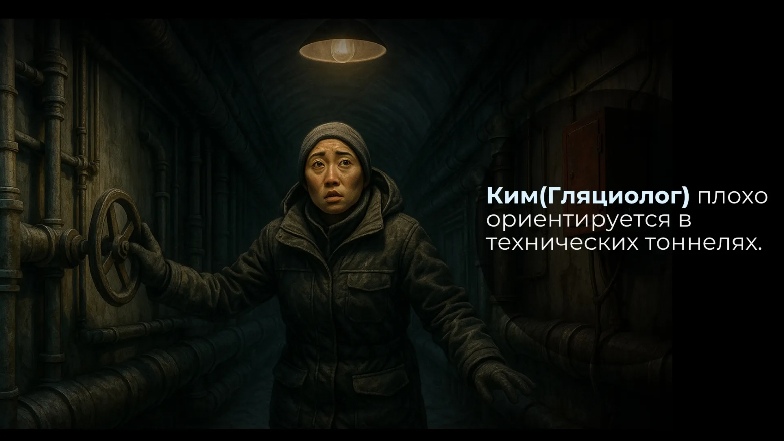 E5: Ким плохо ориентируется в технических тоннелях.