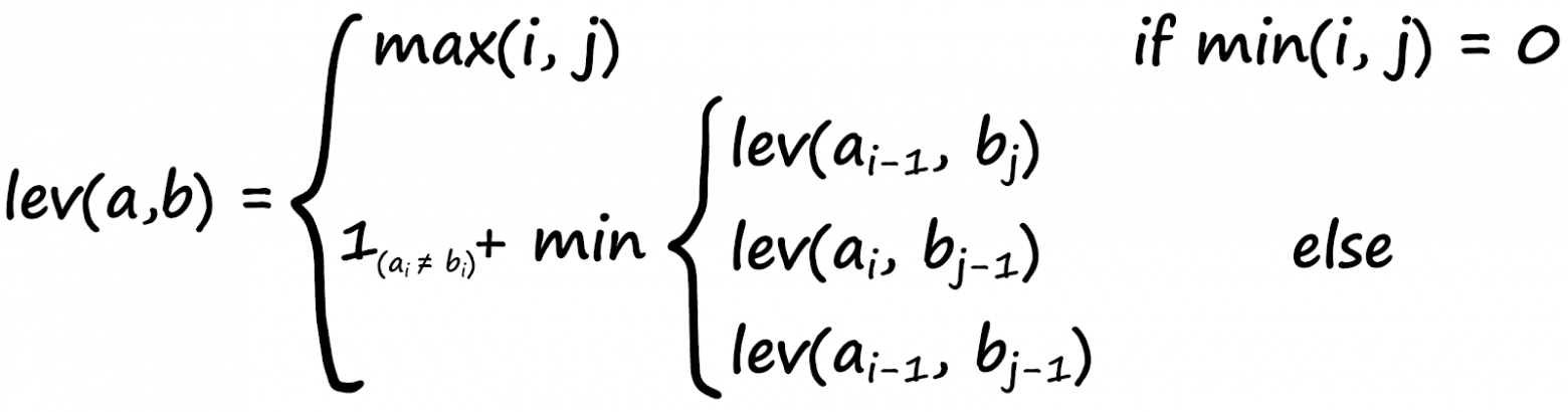 Формула расстояния Левенштейна