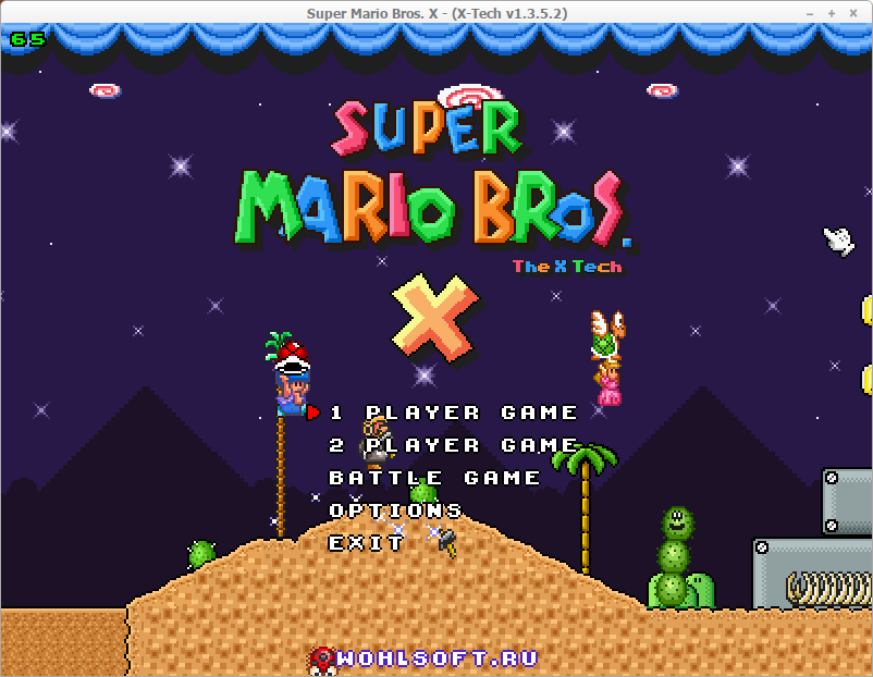 Главное меню игры Super Mario Bros. X на базе TheXTech 1.3.5.2