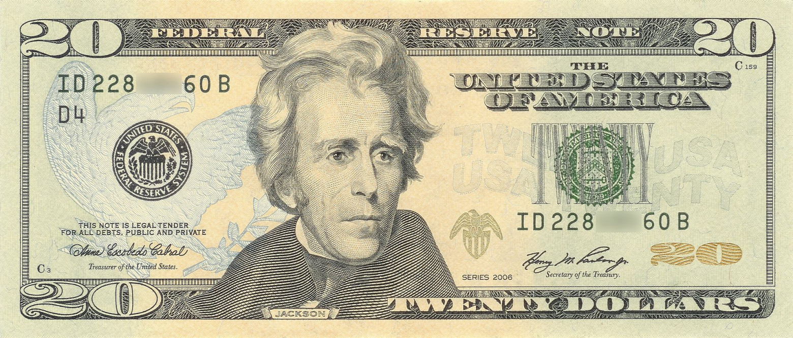 20 долларов США / Wikimedia Commons