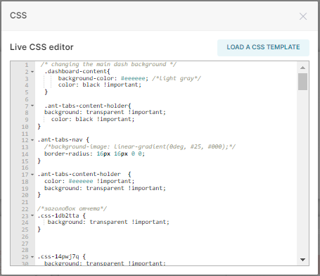 Редактор CSS, встроенный в Superset