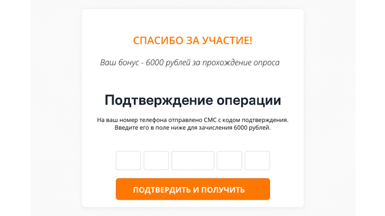 Рис. 3. Страница с вводом SMS-кода для подтверждения выплаты