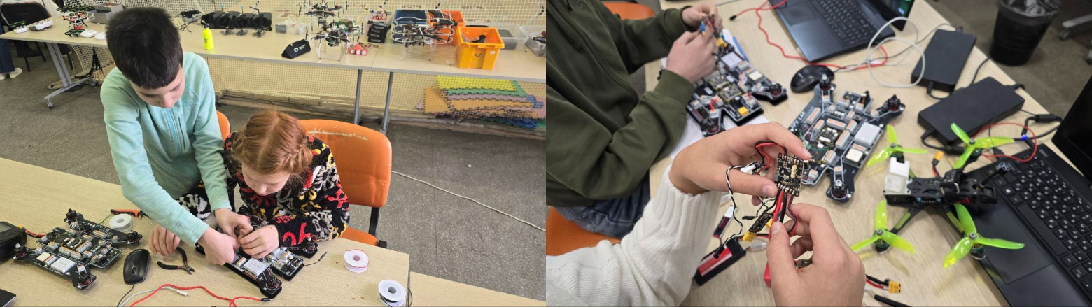 Наши занятия, по базовым знаниями о дронах и углубленными знаниями по FPV-пилотированию. Используем не только FPV-Lab, но и все, что имеем в лаборатории
